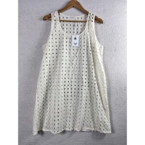 New LA Relaxed Pia Lace Dress Ivory Organic Cotton XL Sleeveless Scoop Neck NWT